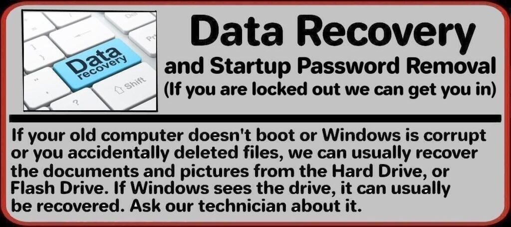 Data Recovery - Remove or change startup password.